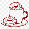 Donut Coffee Illustration A stylized illustration of a donut on top of a coffee cup.