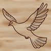 A simple outline of a dove designed as clip art, suitable for digital and craft projects.