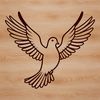 A simplified illustration of a dove in flight, suitable for various digital applications.