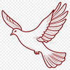 White Dove Silhouette in Flight A simple outline illustration of a white dove in flight.
