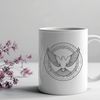 Serenity Symbol: A Peaceful Dove Design A simplified illustration of a white dove in flight, symbolizing peace and serenity.