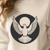 Beautiful White Dove Perched A white bird with rounded wings and a small beak, perched on a branch, symbolizing peace.