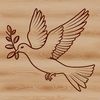 A white dove perched on a branch, depicted in simple vector lines, suitable for use in various designs and projects.