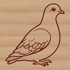 A white bird with rounded wings and a small beak.