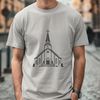 Faithful Sanctuary SVG Image A digital illustration of a Baptist church building with a prominent steeple and entrance.