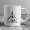 Steeple-Crowned Baptist Church SVG Icon A stylized illustration of a traditional Baptist church building with a prominent steeple.