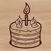 A stylized vector design of a birthday cake with candles, suitable for personal or commercial projects.