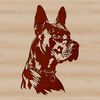 Great Dane Portrait in Vector Format Close-up illustration of a Great Dane's face, detailed in vector format.