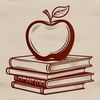 Apple Themed Educational Illustration A vector illustration of a book with an apple on the cover, suitable for educational purposes.
