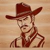 An SVG graphic of a rugged cowboy character, ideal for use with Cricut, Procreate, or Photoshop designs.