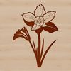 Spring Flower Illustration Vector Art Close-up illustration of a daffodil flower with long green stem and trumpet-shaped blooms, suitable for vector art design.