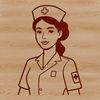 A female professional nurse wearing a uniform and cap, designed as a vector graphic.