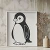 Simple Bird Outline Design A simple line drawing of a penguin in various poses, suitable for vector design and commercial use.