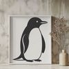 Beautiful Penguin Design Element A simple line drawing of an adult penguin standing on the ice, suitable for graphic design projects.