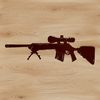 A detailed digital illustration of a rifle, suitable for cutting machines or laser cutters.
