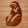 A high-quality illustration of a sloth in a relaxed pose, designed as vector art for digital use.