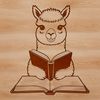 Adorable Alpaca Reading Companion An illustration of a South American camelid with long neck and legs, holding a book in its front paws.