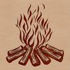 A digital illustration of a camp fire with flames and smoke, suitable for vector graphics and outdoor designs.