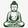 A 2D vector image of the Buddha's face in Eastern religious iconography.