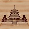 A traditional Asian-style temple with multiple tiers and intricate details.