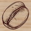 An SVG graphic representation of a single coffee bean with clean lines and crisp details.