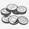 Illustrative coins in a vector format, suitable for graphic design and cutting projects.