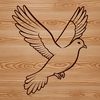 An SVG icon of a white dove with simple lines and shapes, suitable for graphic design use.
