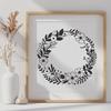 Interwoven flower wreath clip art A digital illustration of a floral wreath made up of intertwined stems and flowers.