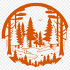 Natural Landscape Illustration A detailed illustration of various trees in different stages of growth, set against a natural background.