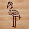 A single standing flamingo with long neck and legs, typical of the bird species found in wetland environments.