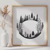 Lush Green Canopy A lush forest landscape with tall trees and foliage, suitable for vector design projects.