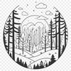 Vector Art of a Dense Woodland Illustrative depiction of a dense forest with trees and foliage, suitable for vector art designs.