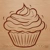 A simple line-drawn illustration of a cupcake, suitable for vector design and printing.