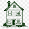 Beautiful Residential Building Image A simple 2D illustration of a traditional house with a rectangular shape and multiple windows.