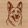 Canine Companion Portrait A detailed illustration of a German Shepherd's head with distinctive markings.