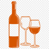 Red Wine Illustration for Download A clear, high-contrast illustration of a glass containing red wine from a bottle.