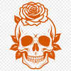 Intricate Skeleton Clip Art A detailed illustration of a gothic-style skull with intricate details, perfect for use in crafting or design projects.