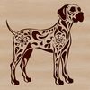 Detailed Dog Silhouette A large breed dog standing upright on its hind legs, with ornate details and realistic texture.