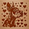 Great Dane Portrait with Love Hearts Large breed dog portrait featuring a Great Dane's head with love hearts incorporated into the design.