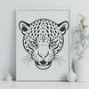 Stylized Jaguar Head Design A stylized illustration of a jaguar's head with distinctive markings and features.
