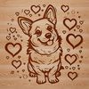 Heartwarming Companion Dog Illustration A sitting dog with heart-shaped accessories on its collar, accurately representing a loyal companion.