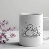 Quacking with Love SVG Illustration A stylized illustration of a white duck with love hearts surrounding its body.