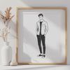 Male Figure Illustration in Neutral Pose A 2D illustration of a man in a neutral pose, suitable for graphic design and crafting projects.