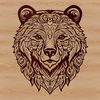 Wildlife Illustration - Ornate Bear Head A detailed illustration of a bear's head with intricate designs, suitable for various digital applications.