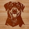 An SVG graphic featuring a portrait of a Rottweiler, ideal for digital artwork and cutting machine stencils.