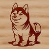 A vector illustration of a sitting Shiba Inu dog in digital format.