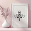 Galaxy Spaceship SVG Design A futuristic spacecraft in space with stars and planets in the background.