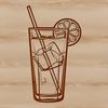 Tall Clear Glass Cocktail Design A vector design of a mixed drink served in a tall clear glass with ice and garnishes.