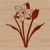 Spring Floral Iconography A single stem with a trumpet-shaped flower, the iconic daffodil bloom, symbolizing spring and renewal in nature.