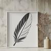 Bird's Feather Outline Clip Art An outline design of a bird's feather used as clip art for various designs and crafts.
